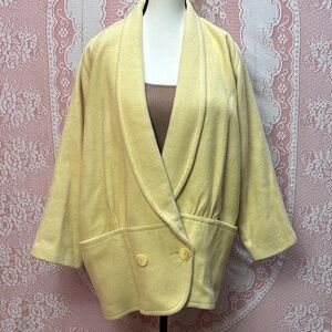 Vintage Golden Line Pale Yellow Wool Jacket | 80s | Oversized